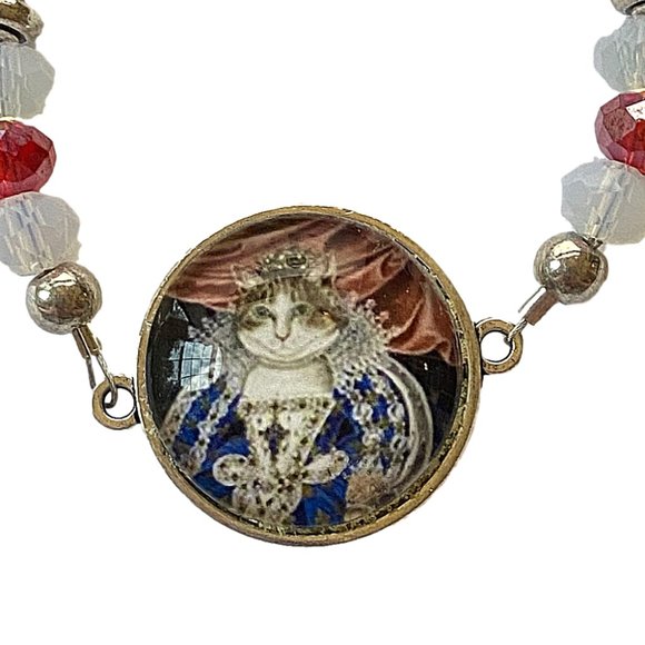 Regal Queen of Cats Cabochon Beaded Bracelet NEW - Picture 6 of 16